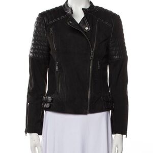 ALLSAINTS Quilted Black Biker Leather Jacket